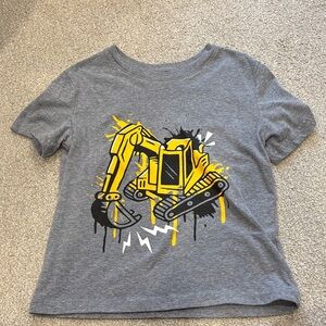 Jumping Beans Gray Tee with Yellow Excavator Design